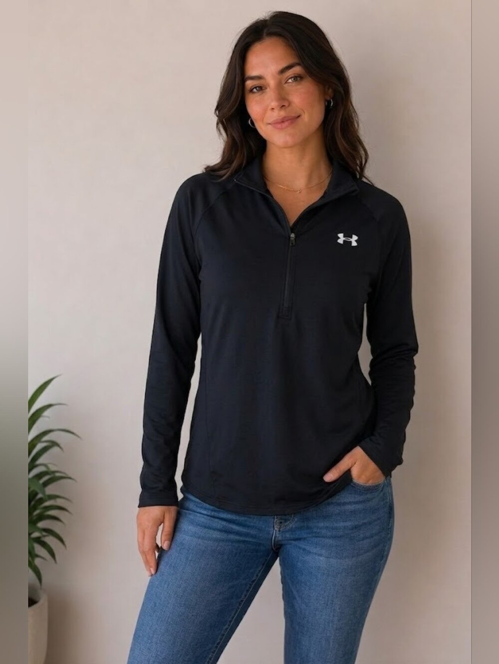 Under Armour Black Half-Zip Athletic Jacket